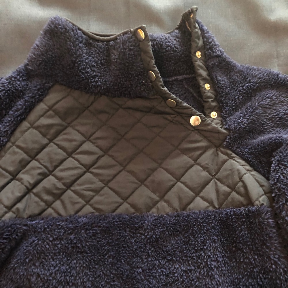 Navy blue Sherpa pullover - Picture 2 of 4